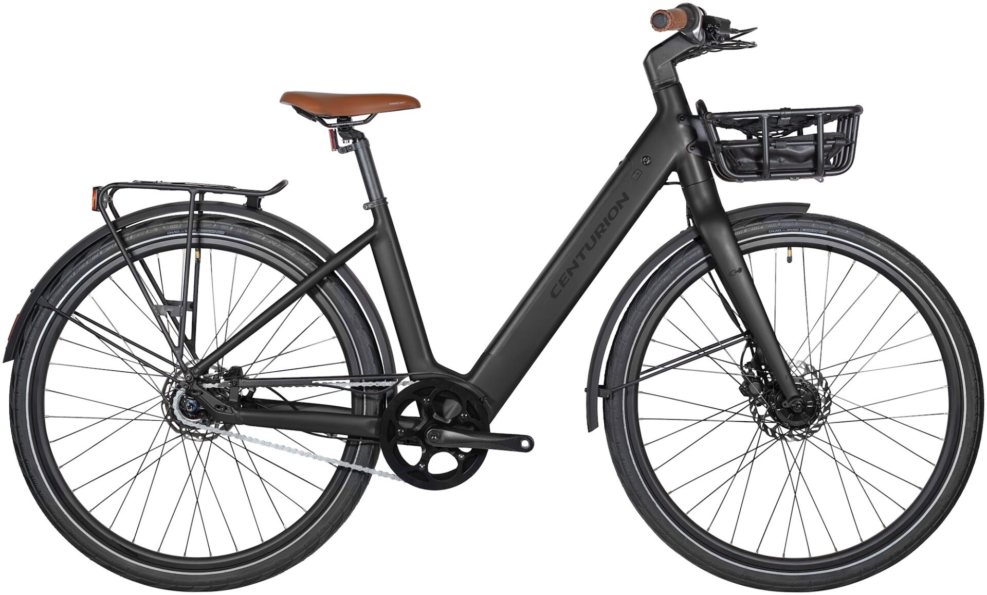 Centurion Basic elcykel i matsort med frontlad